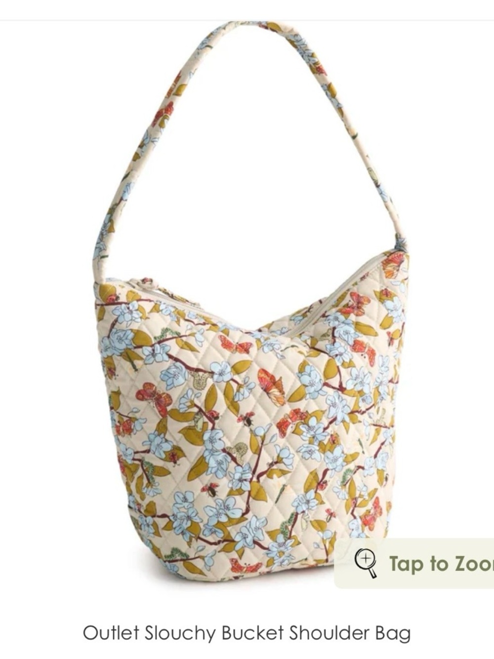 Vera Bradley Cream Floral Quilted Slouchy Bucket Abuzz